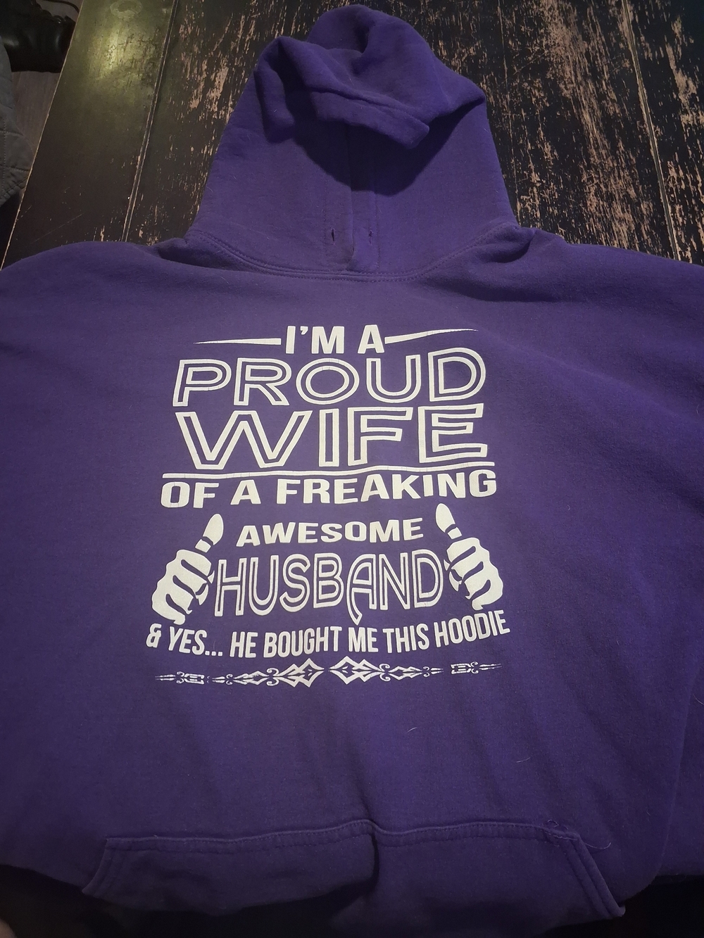 Purple 'Proud Wife' Graphic Pullover Hoodie